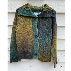 Multi-color Long-sleeve Button Down Sweater, Sz S